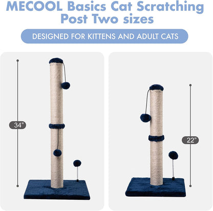 MECOOL 34“ Tall Cat Scratching Post Premium Basics Kitten Scratcher Sisal Scratch Posts Trees with