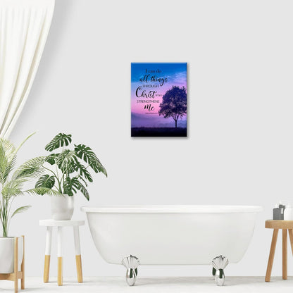 Christian Tree Wall Art I Can Do All Things Canvas Wall Decor Prints Framed Painting Purple