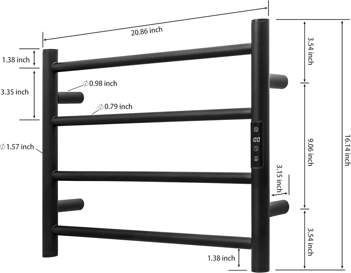 KEG Smart WiFi Towel Warmer Wall Mounted with Built-in Timer and Temperature Adjust Control, 4 Bars