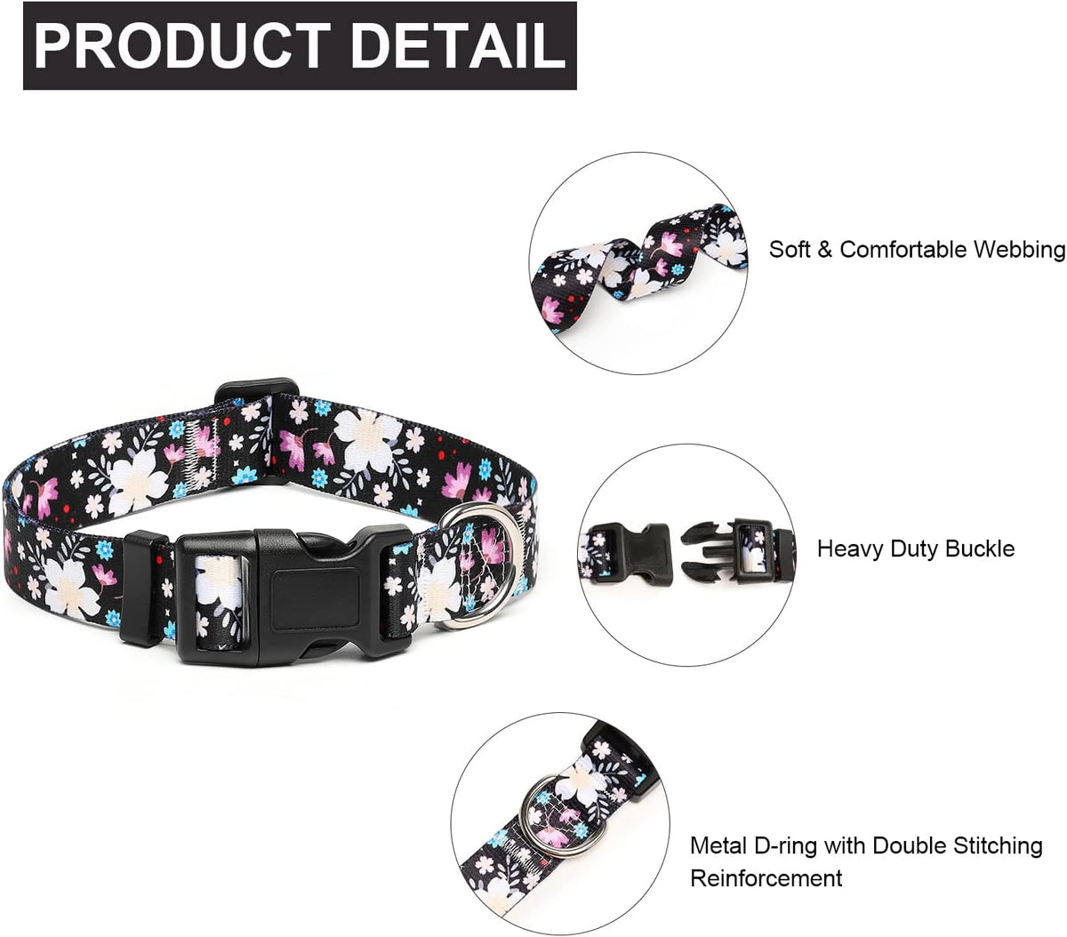 Mercano Adjustable Dog Collar - Special Design Patterns, Soft Nylon Comfortable Sturdy Pet Collar