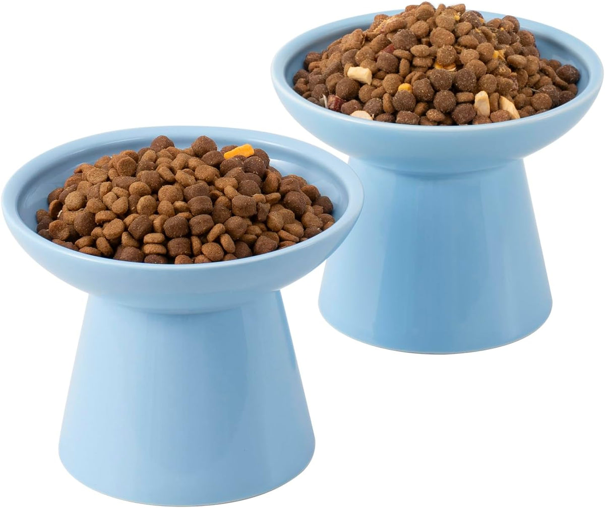 Extra Wide Elevated Ceramic Cat Bowl, 6.2" Shallow Dish for Whisker Fatigue Relief, 5" Height for
