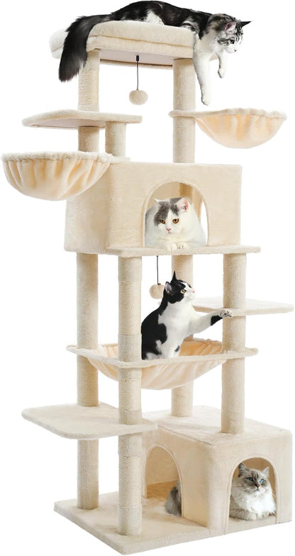 Cat Tree Large Cat Tower Tree 68" Multi-Level Cat Tower for Indoor Cats with Sisal Scratching