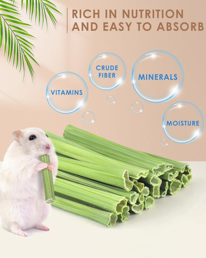 Bissap 25 PCS Guinea Pigs Chew Sticks, Natural Papaya Stems Bunny Chews Treats for Hamsters