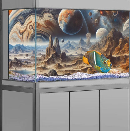 24X16IN Cosmic Spaceterrarium Background, Cool Parallel Space Themed Aquarium Reptile Habitat