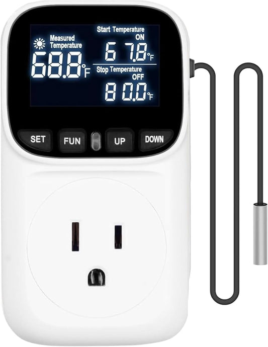 KABASI Digital Temperature Controller, Only Fahrenheit Dispaly Heavy Duty 15A Thermostat Outlet