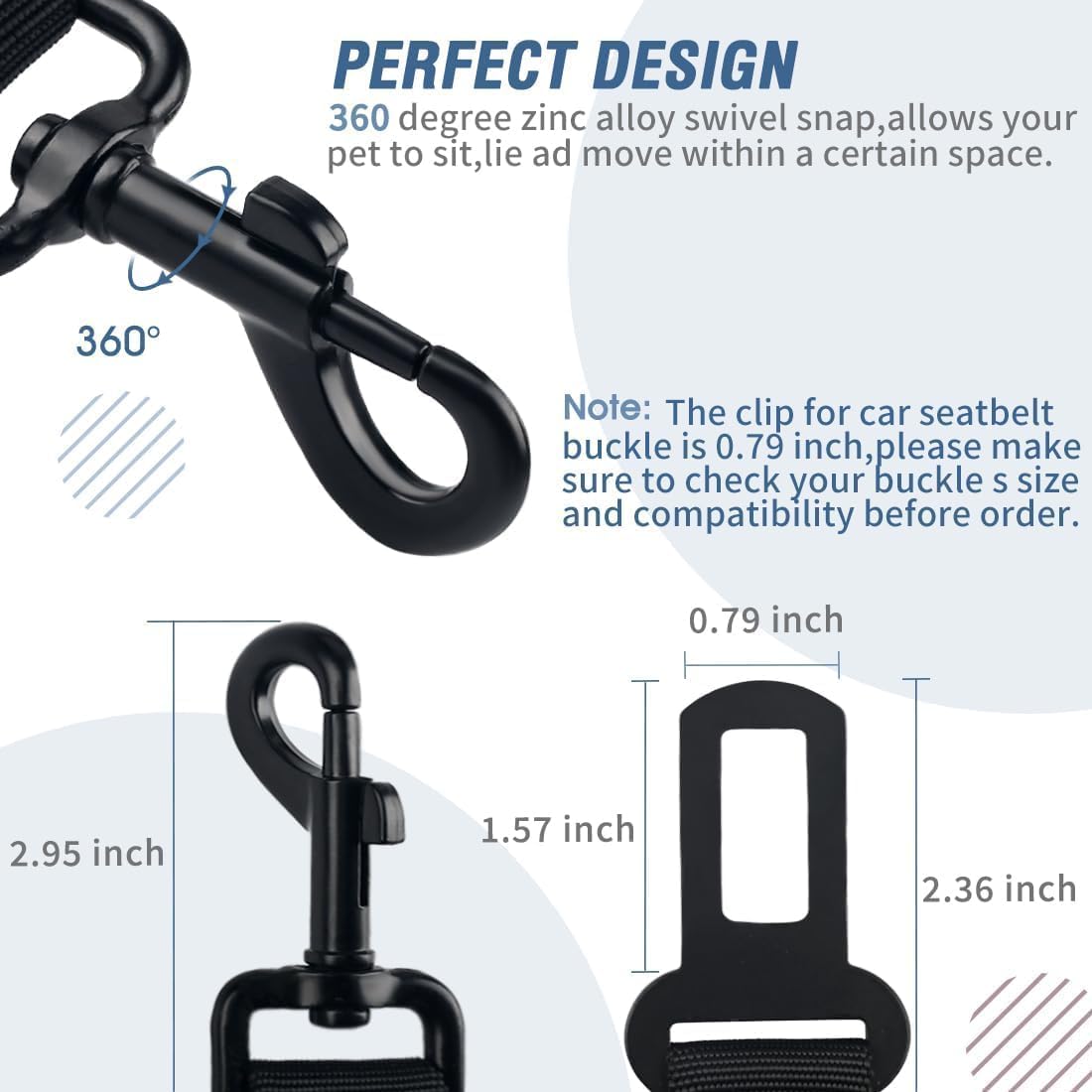 COOYOO Dog Seat Belt,Retractable Dog Car Harness Seat Belt for Car Adjustable Nylon Pet Safety Seat