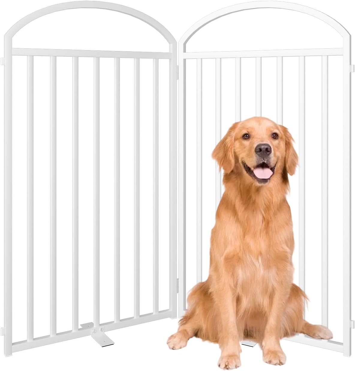 2 Panles Full Matel Freestanding Dog Gates with Door, 48"Extra Wide 36"Tall Free Standing Dog Pet