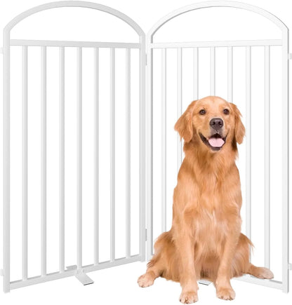 2 Panles Full Matel Freestanding Dog Gates with Door, 48"Extra Wide 36"Tall Free Standing Dog Pet