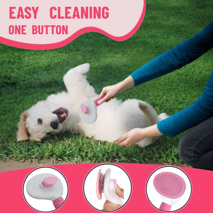 Dog Grooming Kit - Deshedding Brush for Short Hair, Slicker Brush, Flea Comb, Puppy Brush Set in
