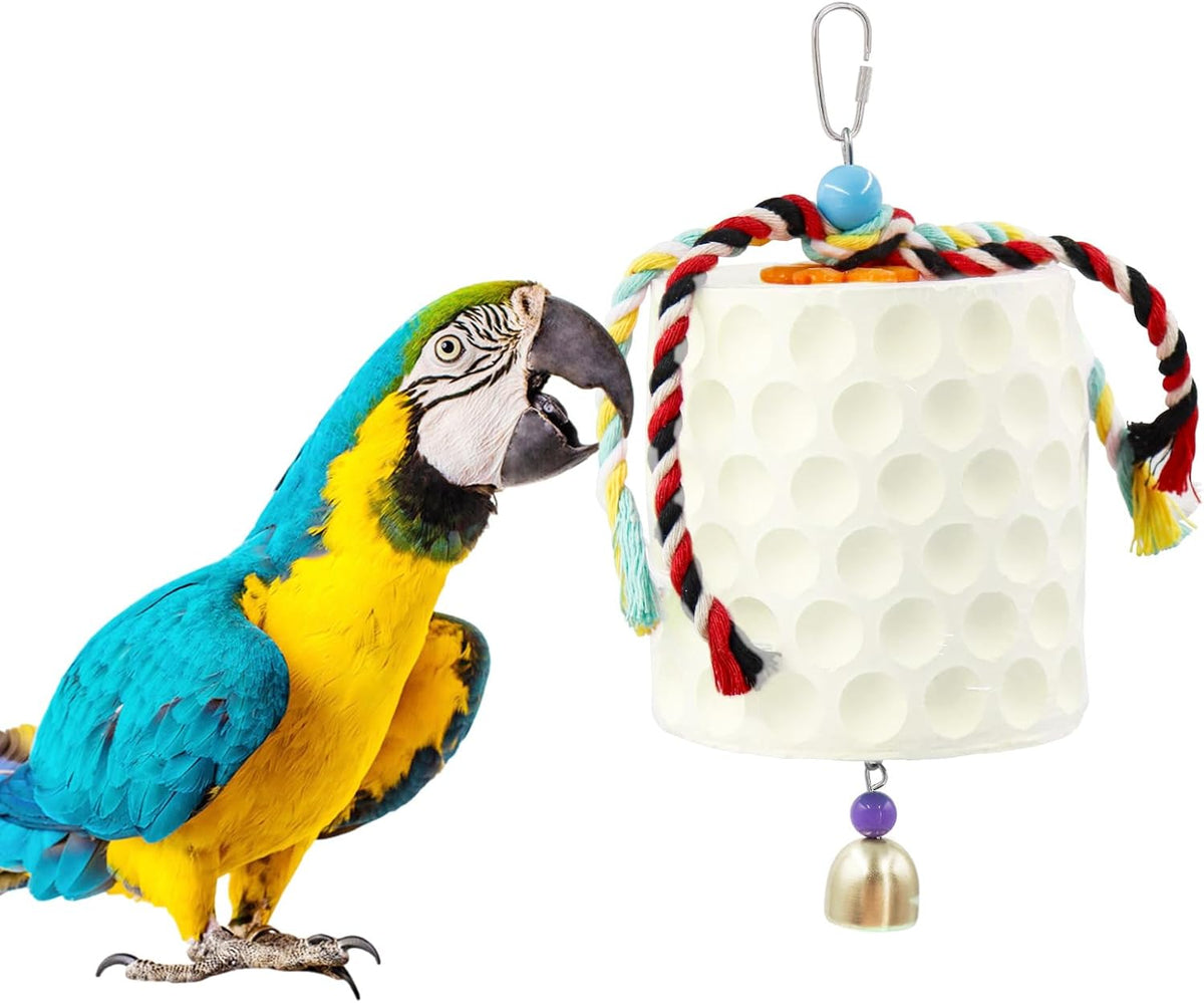 Extra Large Bird Chewing Toy, Parrot Beak Grinding Calcium Stone with Bells, Bird Cage Accessories
