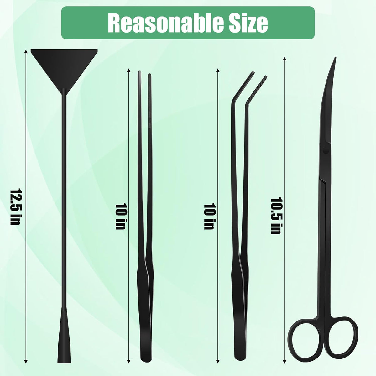 Aquarium Aquascape Tools Kit, 4 in 1 Anti-Rust Aquatic Plant Aquascaping Tool Stainless Steel Black