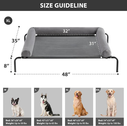 RRPETHOME Large Elevated Cooling Dog Bed, Raised Dog Cot Beds for Large Dogs, Elevated Outdoor Pet