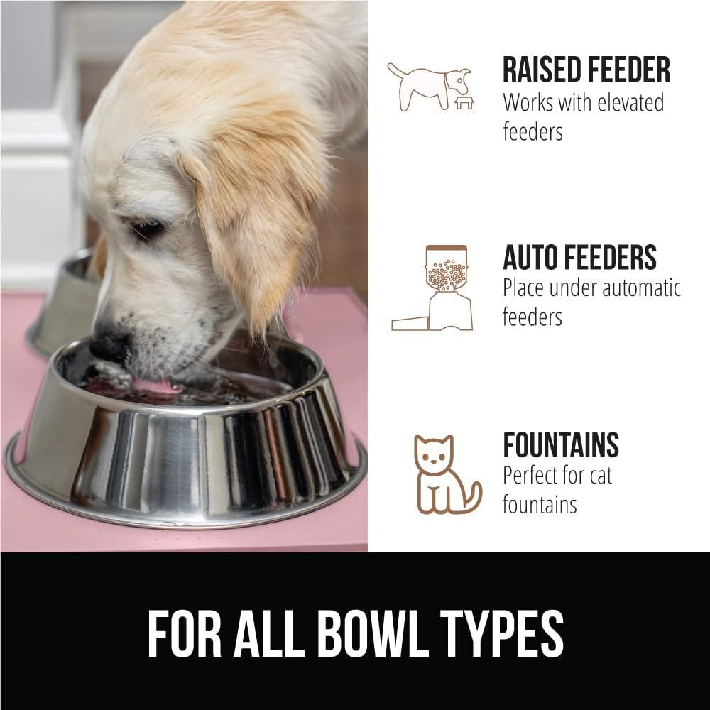 GORILLA GRIP 100% Waterproof Raised Edge BPA Free Silicone Pet Feeding Mat, Dog Cat Food Mats