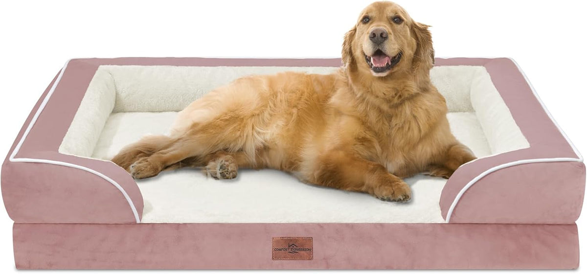 Comfort Expression Waterproof Orthopedic Foam Dog Beds Extra Large Dogs, XL Dog Bed with Bolster