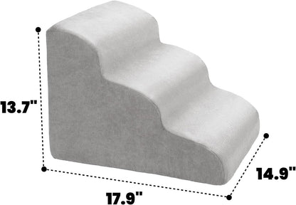 MEWANG Dog Stairs for Small & Medium Dogs and Old Cats –3/4/ 5 Steps High-Density Foam Pet Ramp for