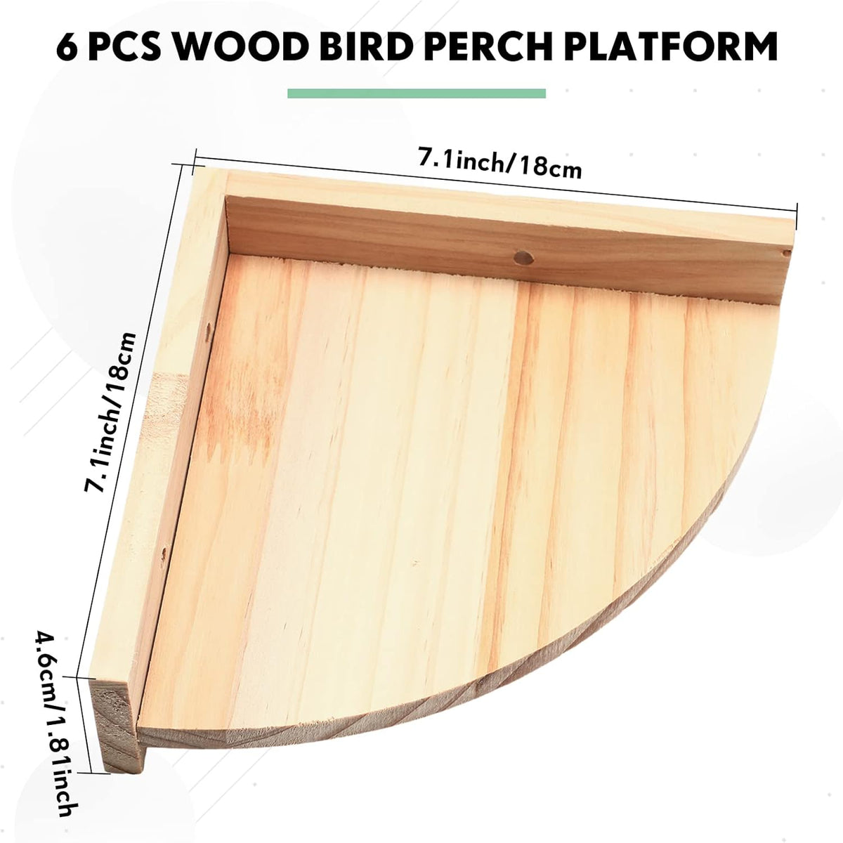 Wettarn 6 Pcs Bird Perch Platform Bird Corner Parrot Perch Corner Wooden Stand Sector Playground