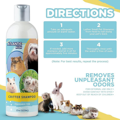Critter Shampoo for Small Pets - 17 oz Small Animal Fragrance & Detergent Free Shampoo - Sensitive