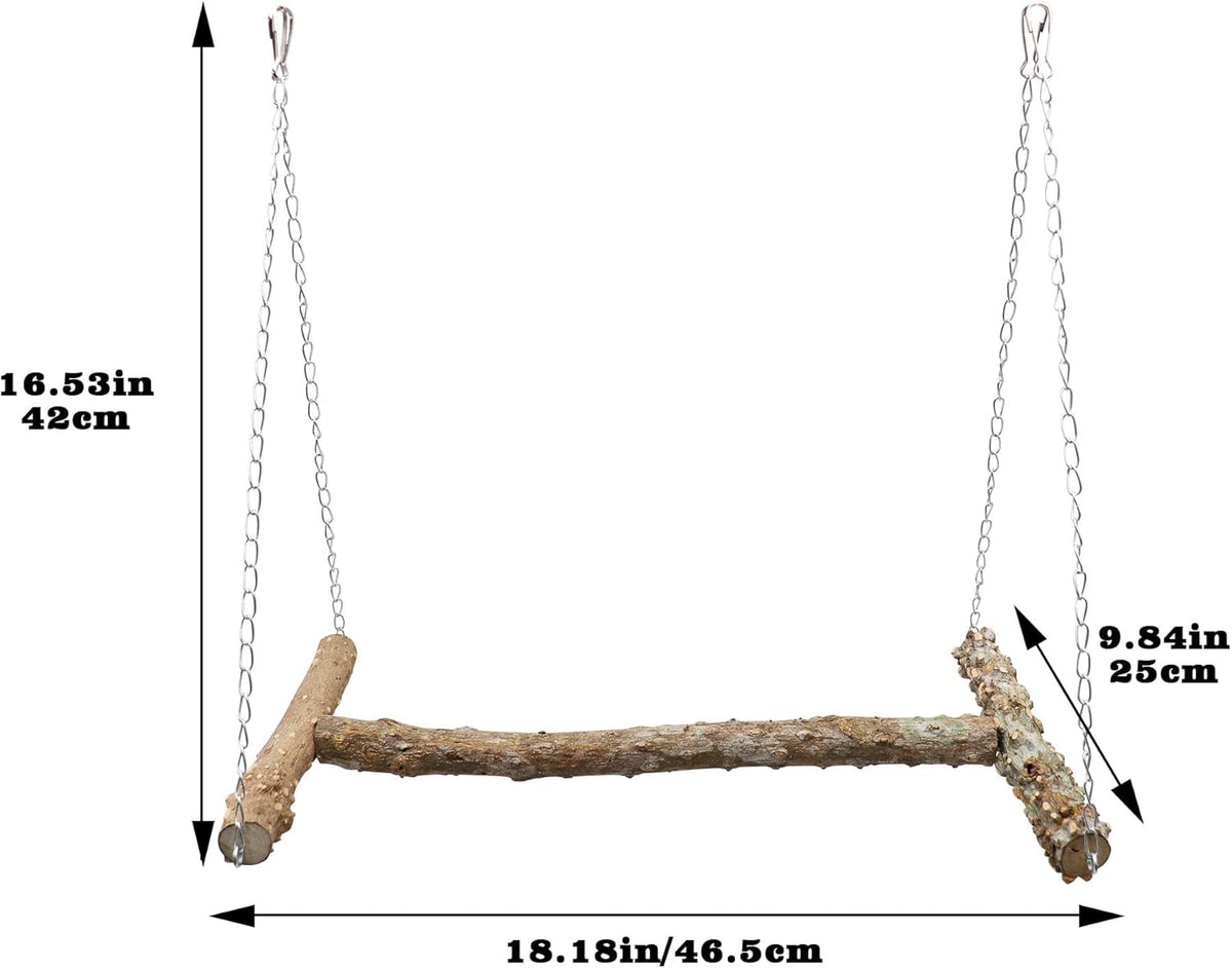 Large Bird Perch Swing Toy, Natural Pepper Wood Parrot Perch Stand Toy, Hangable Birdcage