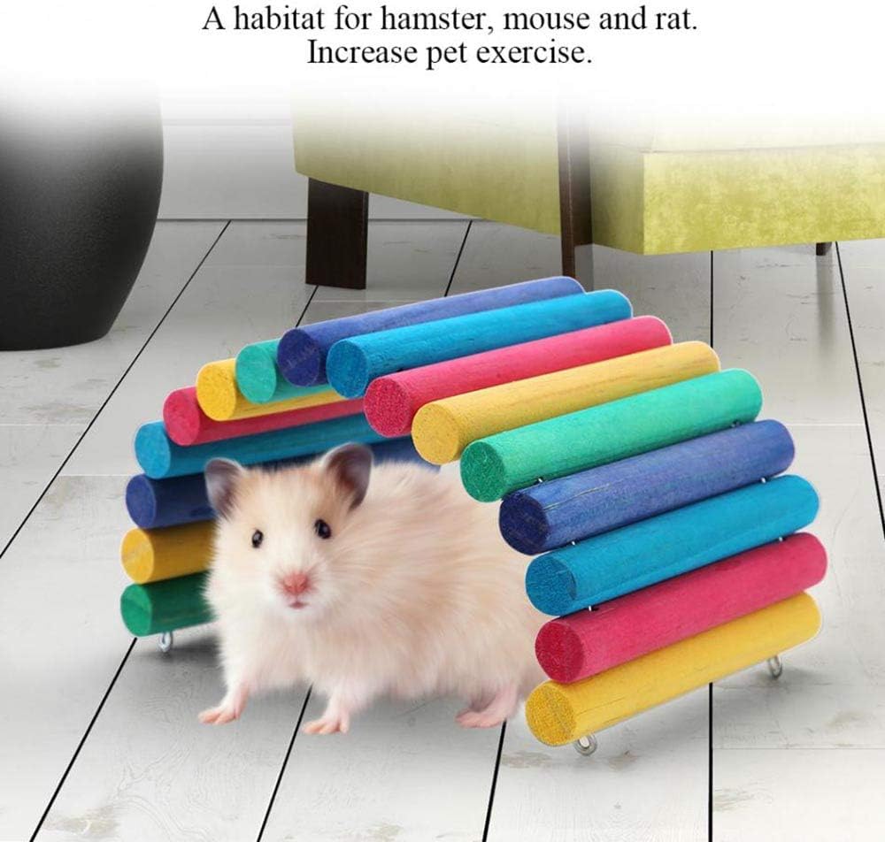 PIVBY 2PCS Wooden Hamster Bridge, Flexible Natural Wooden Ladder Bridge Tunnel Hideout, Hamster