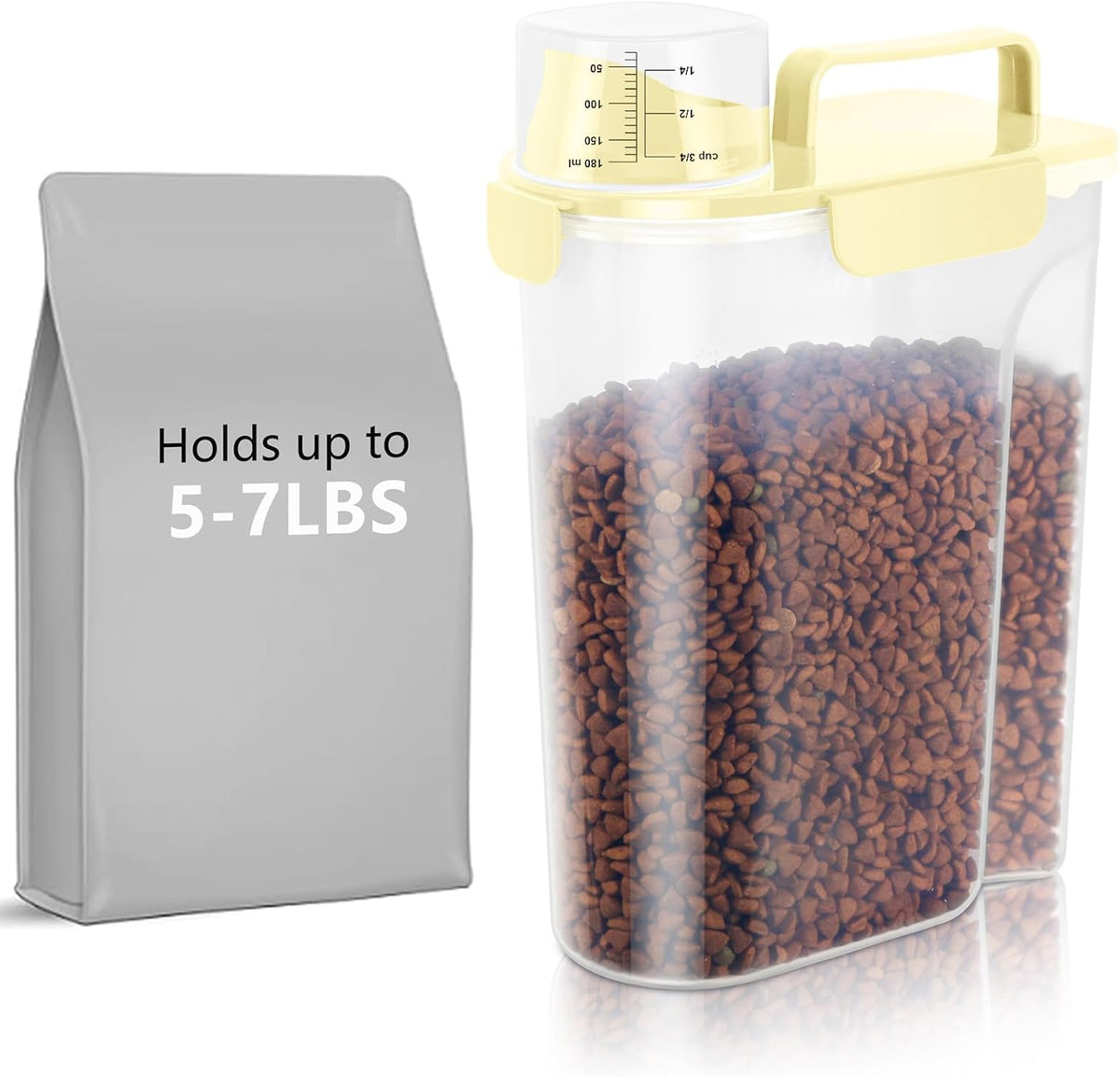 5-7Lbs Cat Dog Storage Container, Portable Pet Food Containers with Upgraded Large Spout and Cup