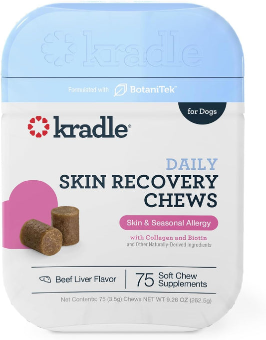 Kradle Skin Recovery Chews for Dogs - Biotin Collagen Zinc - Soothes Environmental Skin Irritation
