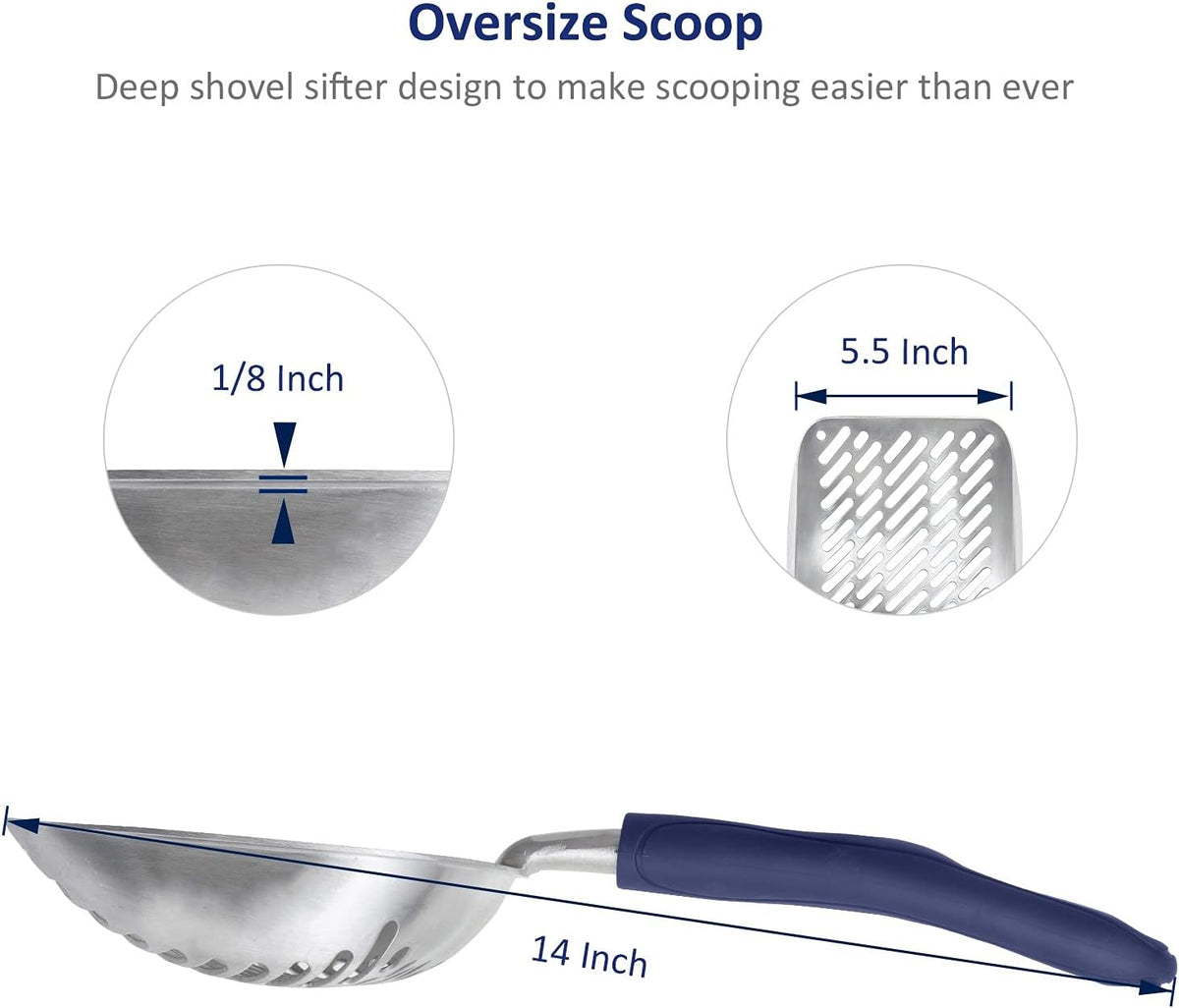 WePet Cat Litter Scoop, Aluminum Alloy Sifter, Kitty Metal Scooper, Deep Shovel with Diagonal