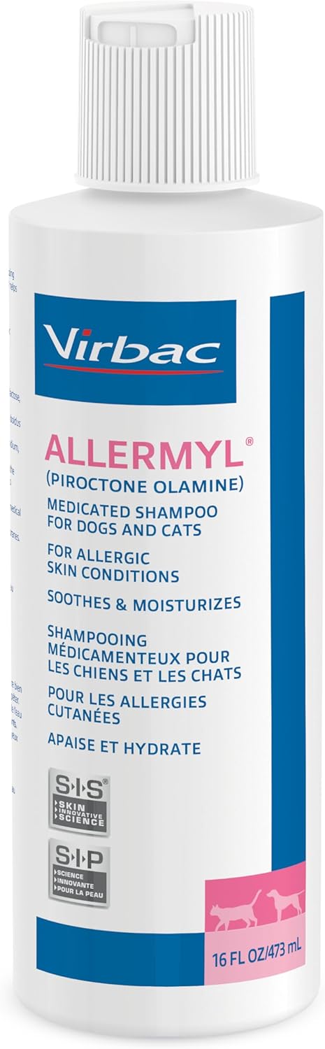 Allermyl Piroctone Olamine Medicated Pet Shampoo - Hypoallergenic Shampoo for Dogs and Cats