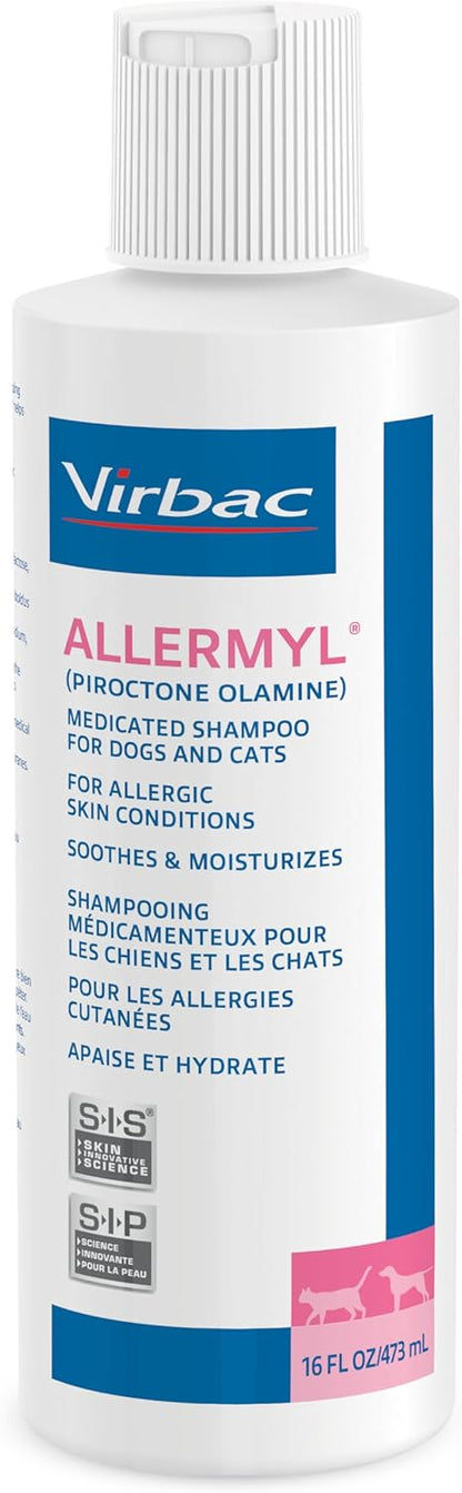Allermyl Piroctone Olamine Medicated Pet Shampoo - Hypoallergenic Shampoo for Dogs and Cats