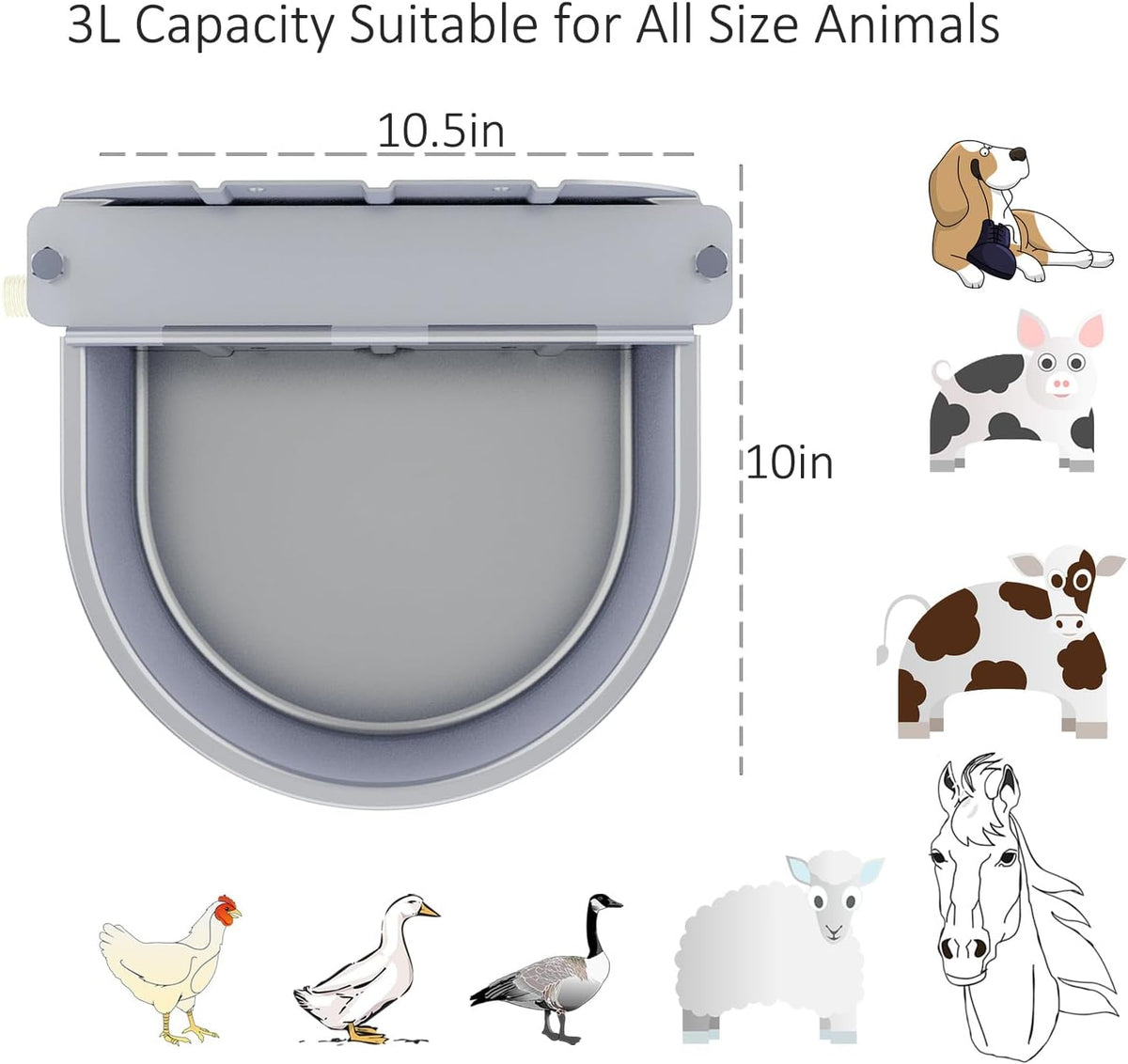 Automatic Water Dispenser for Dog Water Bowl Dispenser Large Size Stainless-Steel Waterer Feeder