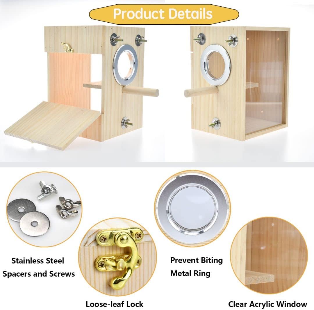 Bird Nest Box Parakeet Breeding Nest Box Bird Nest House Wooden Acrylic Transparent Breeding Box