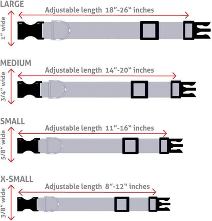 GoTags Dog Collars, Durable Solid Nylon Dog Collars in 5 Color Options and 4 Adjustable Sizes for