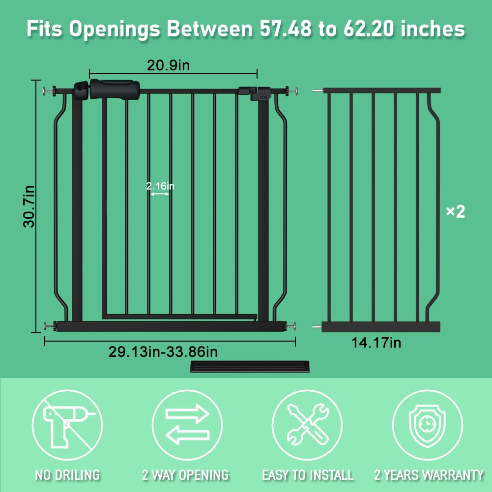 ALLAIBB Extra Wide Pressure Mounted Baby Gate Walk Through Child Kids Safety Toddler Tension White