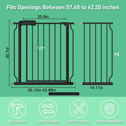 ALLAIBB Extra Wide Pressure Mounted Baby Gate Walk Through Child Kids Safety Toddler Tension White