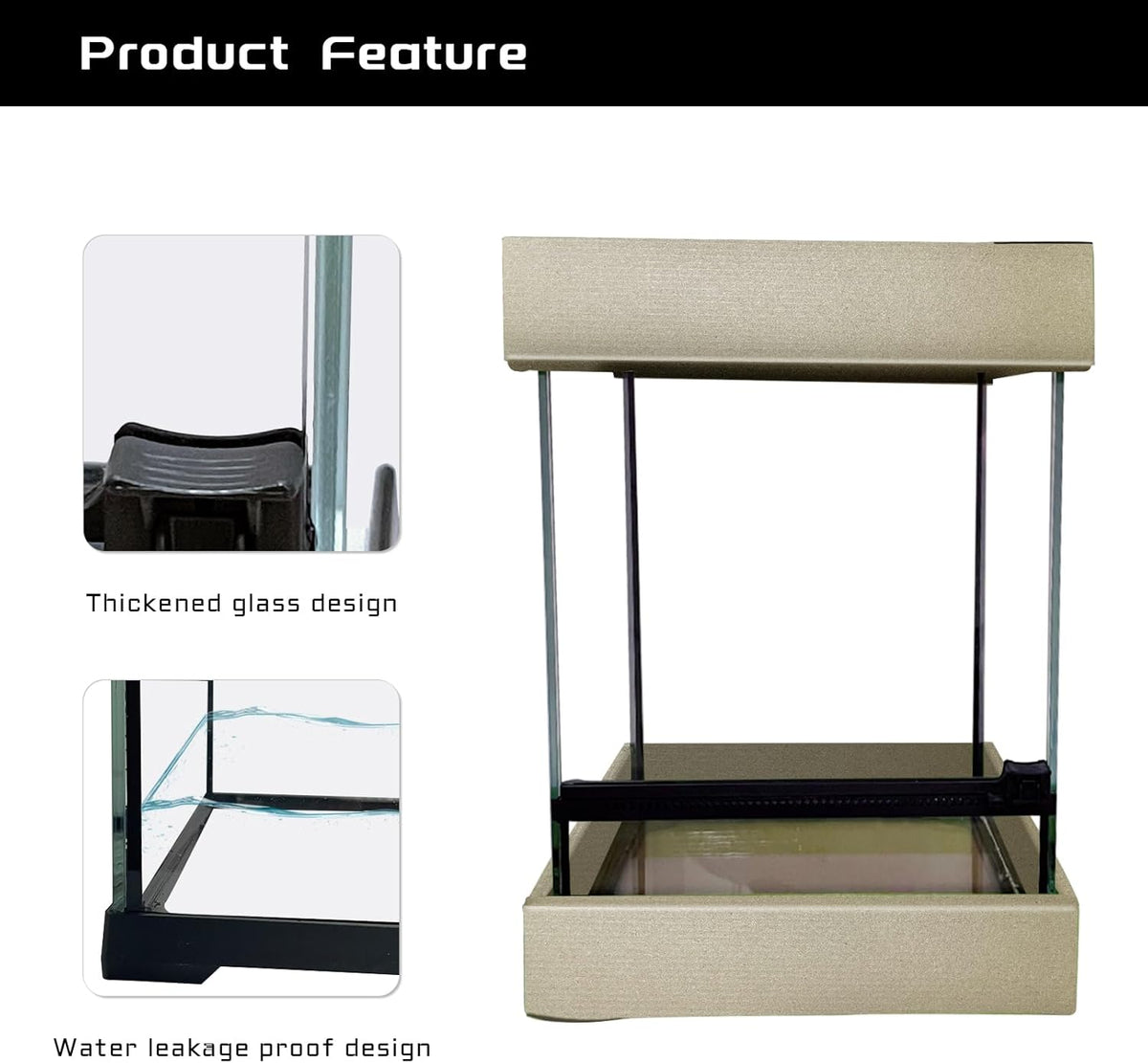 Reptile Glass Terrarium Tank 10 * 10 * 14in, Full View with Front Opening Door,Amphibians Enclosure