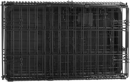 Amazon Basics Durable, Foldable Metal Wire Pet Crate with Tray, Portable and Sturdy for Travel