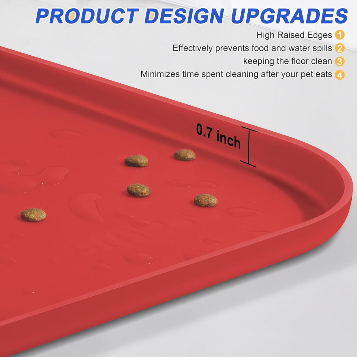 Silicone Pet Feeding Mat with Raised Edge for Food and Water, Dog Bowl Mats, Cat Bowls Placemat