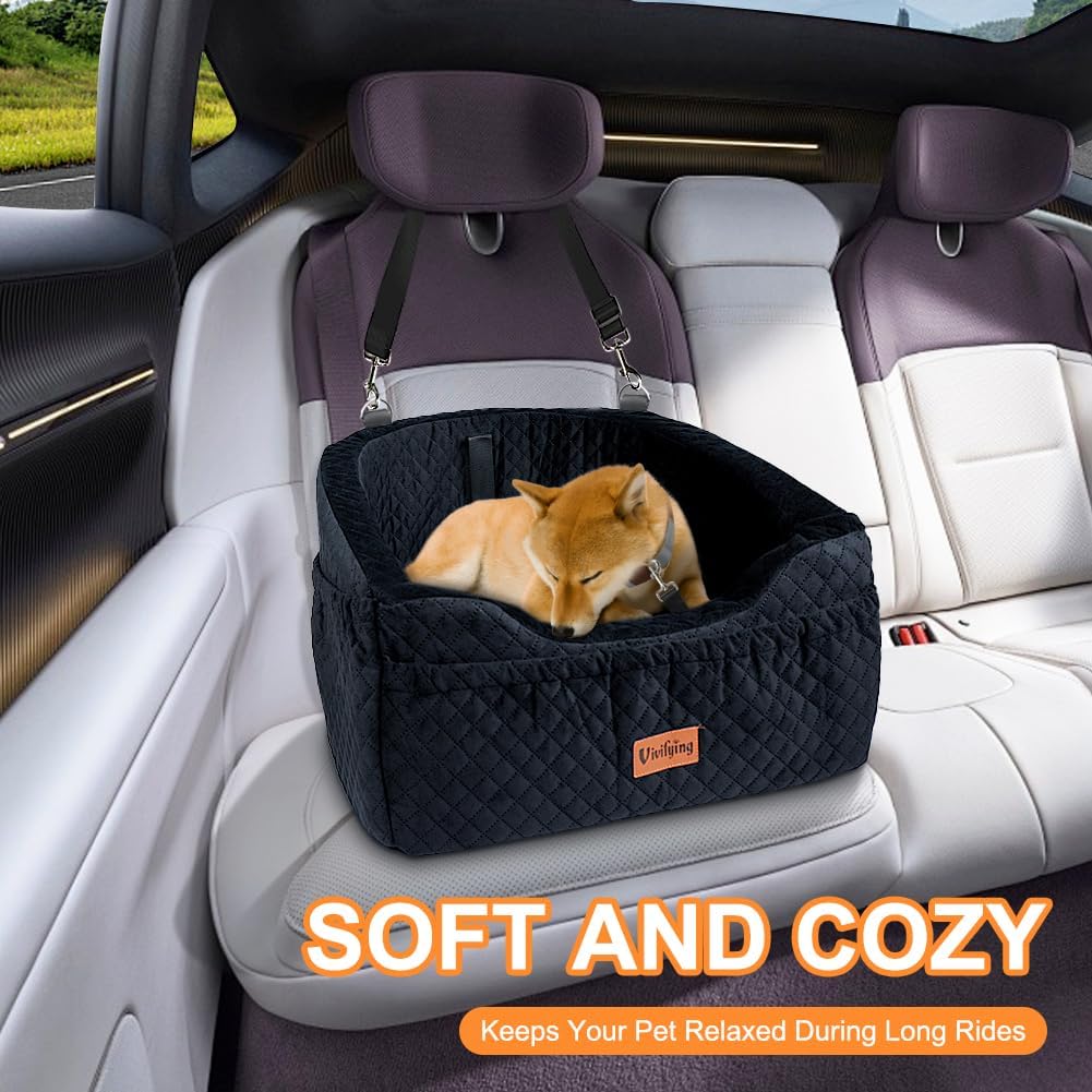 Vivifying Dog Car Seat for Small & Medium Dogs, Detachable & Washable Booster Seat for Pets Up to