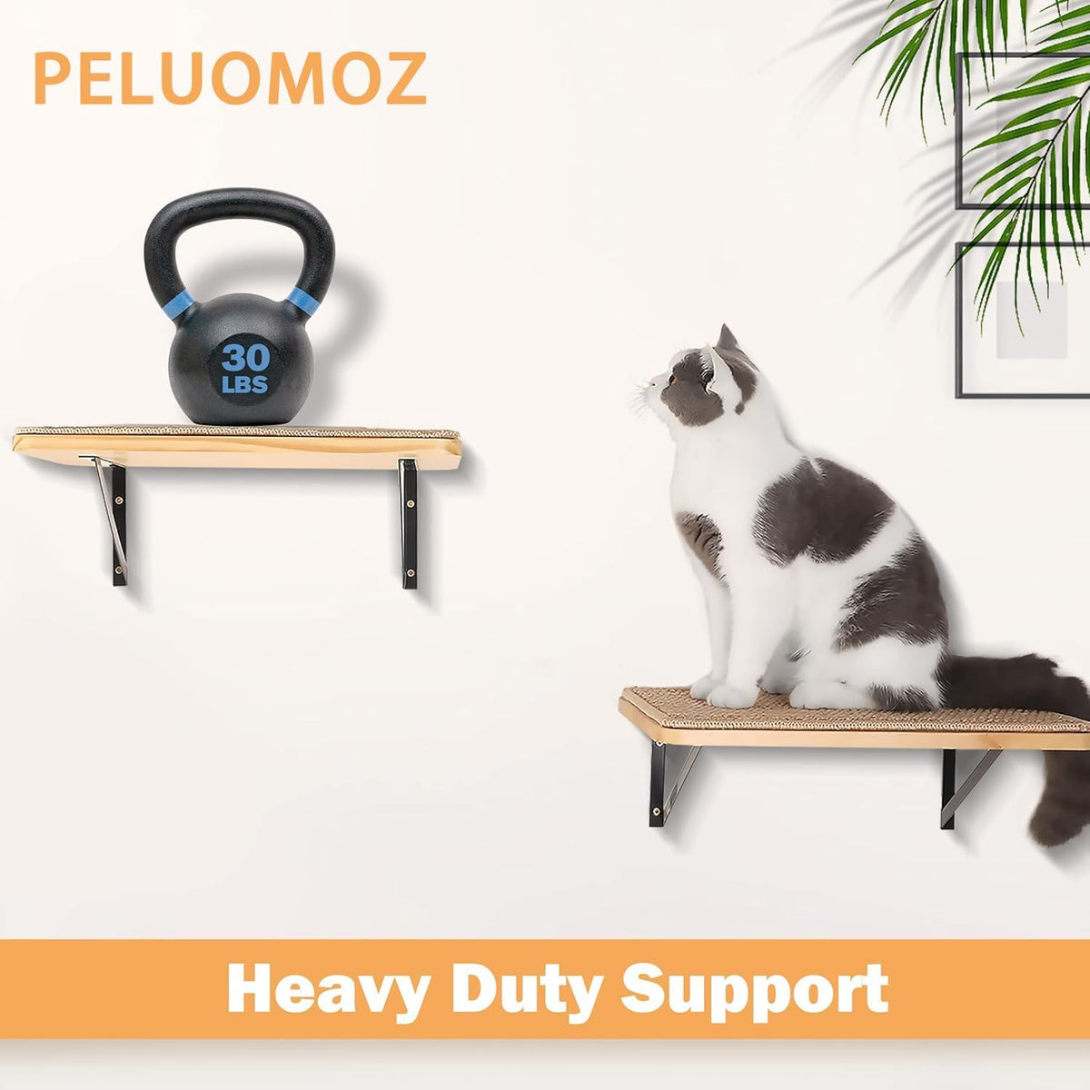 2PCS Cat Wall Shelves with Scratching Mat, 16.6x9.7 Inch Large Cat Wall Hammock Cats Furniture
