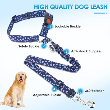 SlowTon Dog Seat Belt for Car, 2 Pack Dog Car Harness Seatbelt Adjustable with Elastic Bungee
