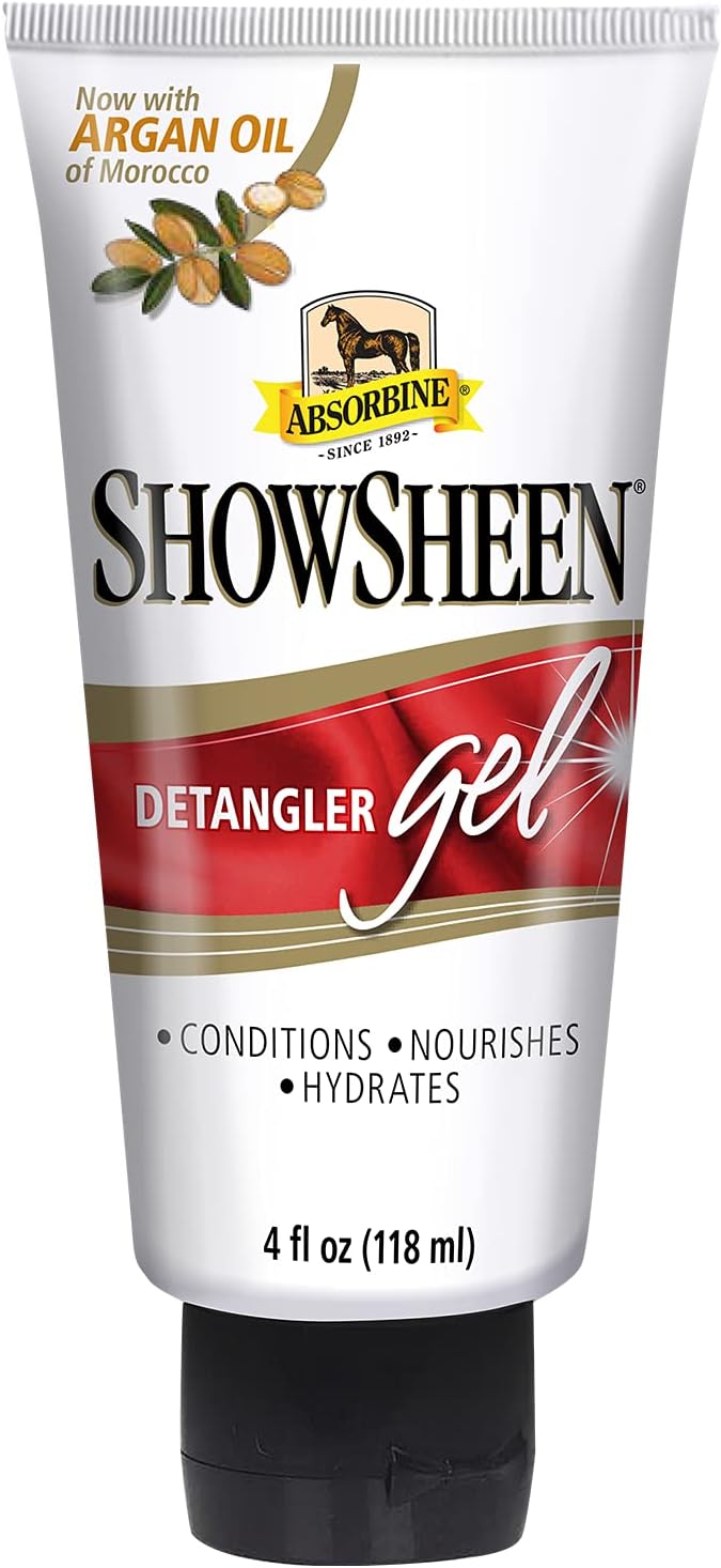 Absorbine ShowSheen Detangler Gel for Coat, Mane & Tail, Moroccan Argan Oil, Tackles Toughest Knots