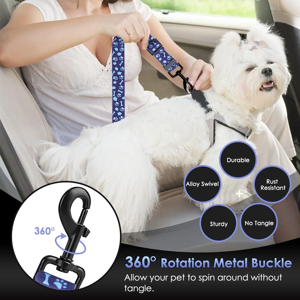 SlowTon Dog Seat Belt, Adjustable Dog Safety Belt Leash, 2 in 1 Latch Bar Attachment Dogs Car