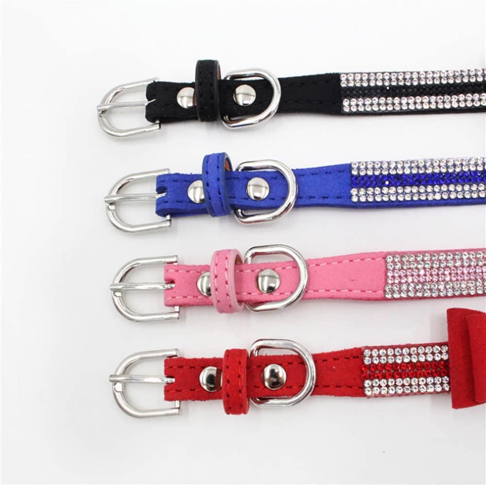 XXS Dog Collar with Rhinestones, Glitter Diamond Fancy Crystal Pretty Jewel Pet Bling Puppy Collars