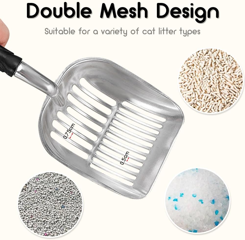 Cat Litter Scoop - Sturdy Mesh Scooper,Long Handle Cat Scooper,Aluminum Alloy Sifter Metal