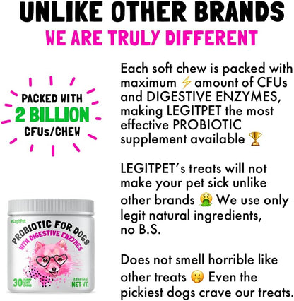 Probiotics for Dogs Natural Digestive Enzymes Prebiotics for Allergy Itch Relief Gut Flora