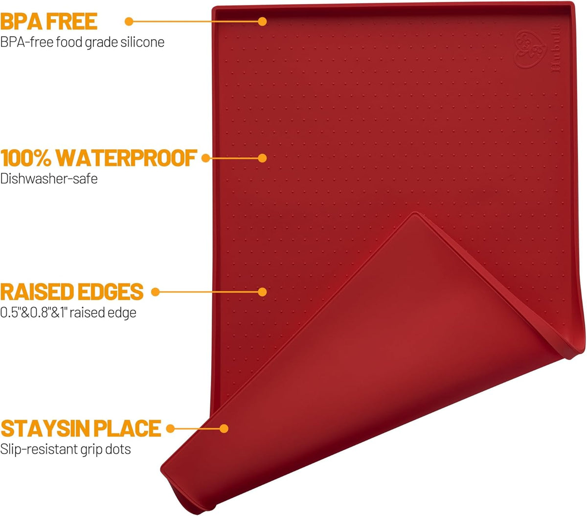 Hubulk Dog Feeding Mat,100% Waterproof Food Grade Silicone Pet Food and Water Bowl