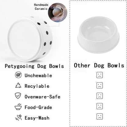 Petygooing 28 OZ Elevated/Raised Ceramic Dog Bowl for Small Medium Breeds, Dog Food Water Dish with