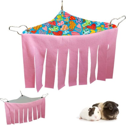RIOUSSI Guinea Pig Hideout Hideaway Corner Fleece Toys Cage Accessories with Reversible Sides
