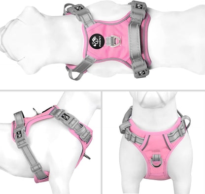 PHOEPET No Pull Dog Harness, Unique Colors Reflective Adjustable Dog Vest, with Soft Training