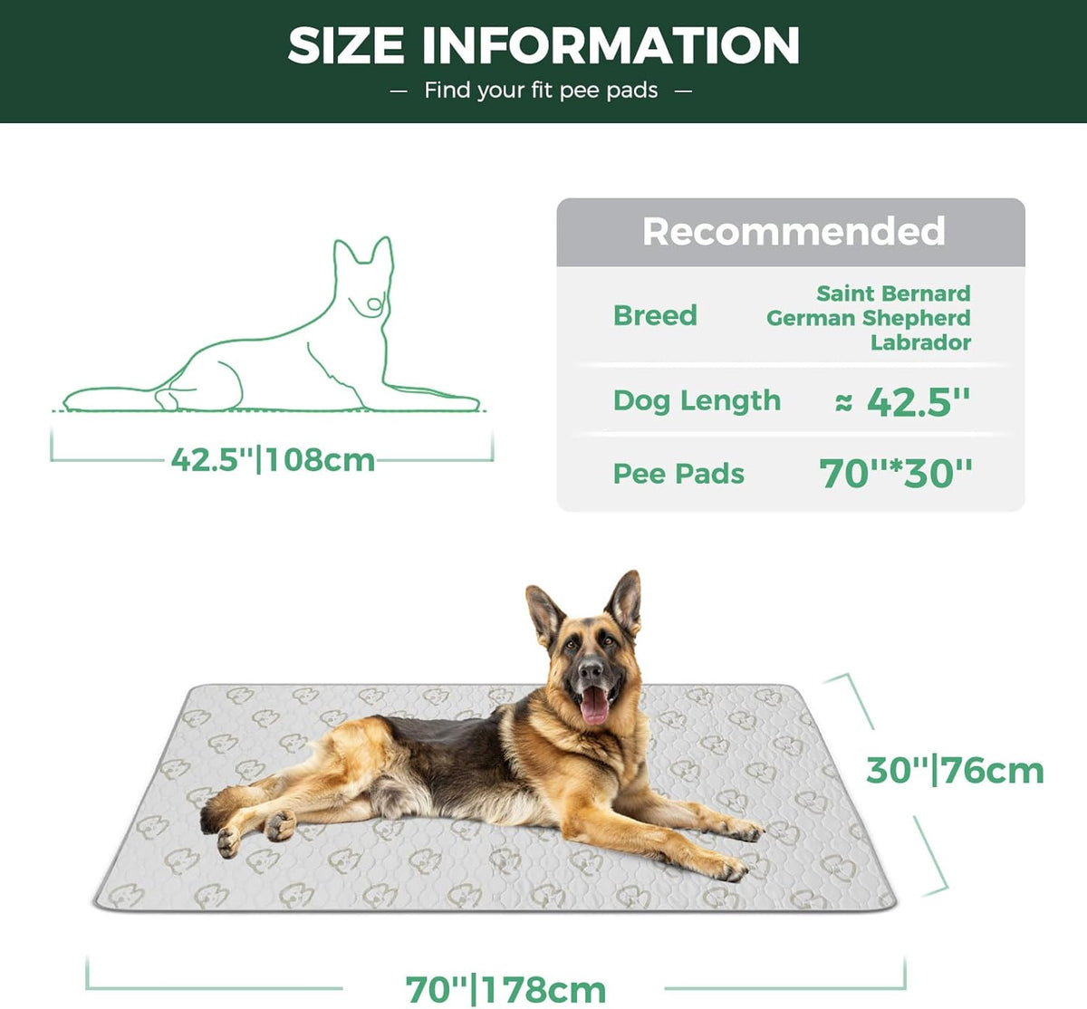 FXW Washable Pee Pads for Dogs, Puppy Pads with Super Absorbent, Specifically Designed for Potty