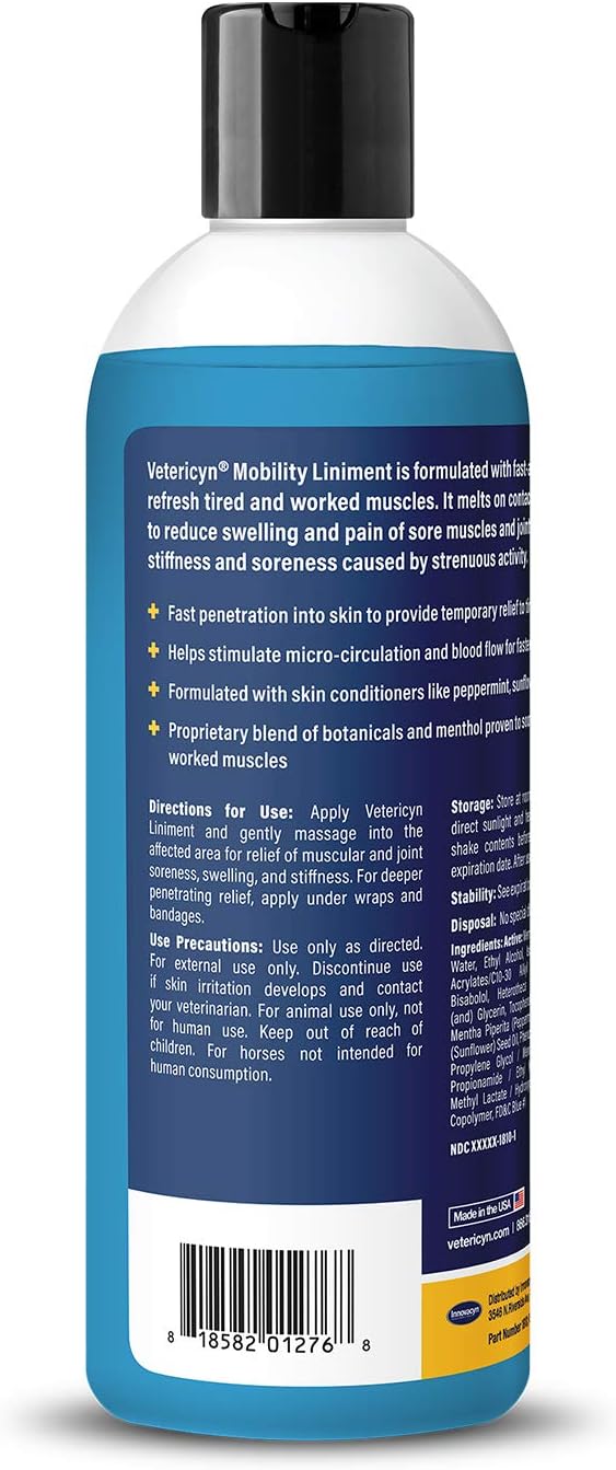 Vetericyn Mobility Equine Liniment for Fast-Acting Relief of Muscles and Joints – Menthol-Based